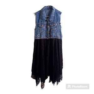 Blue Jean and lace dress